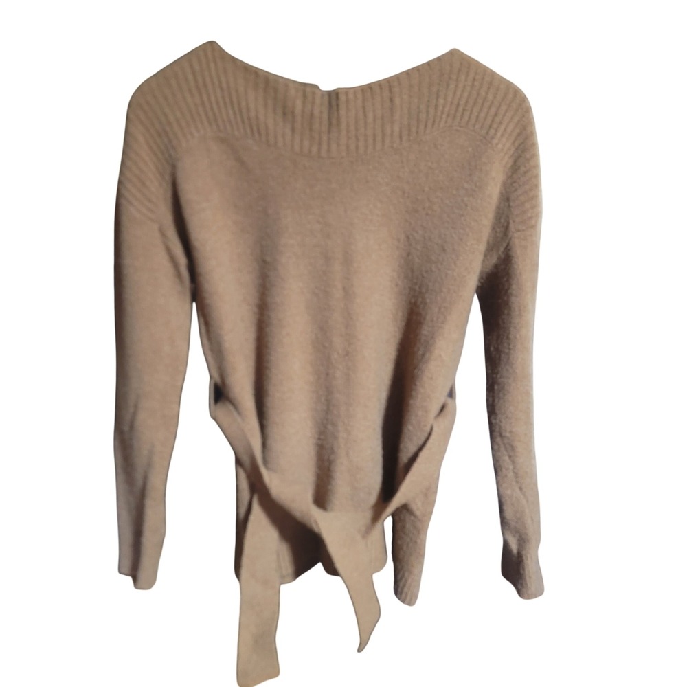 Madewell Womens XS Camel Tan‎ Boatneck Tie-Waist Knit Sweater Soft Girl Capsule